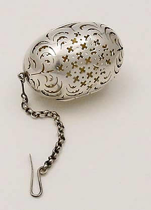 English hallmarked quality sterling silver tea ball pierced